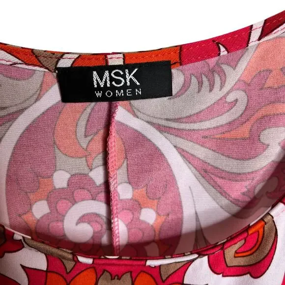 MSK Sheath Women Bell Sleeve Retro Orange Dress Size Large - Picture 3 of 7